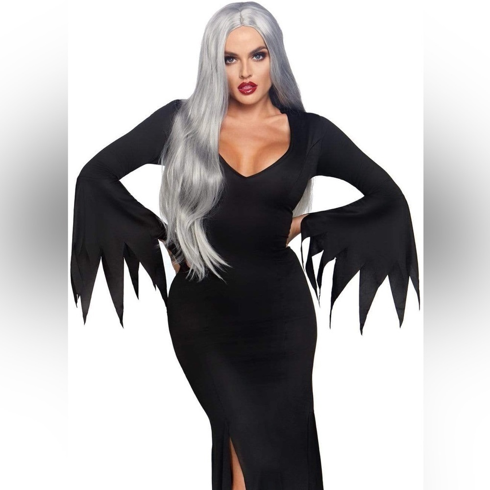 NWT - High Slit Floor Length Bodycon Gothic Dress - Black - Size: M/L - Picture 2 of 3